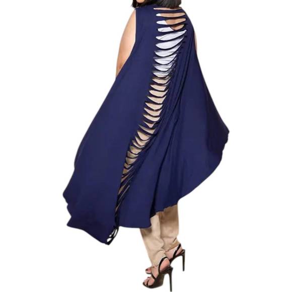 NEW SHAWL DAWLS slitback convertible shawl in navy - Picture 2 of 3